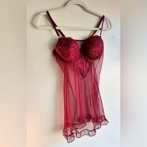 Elegant Lace Babydoll Lingerie in Red